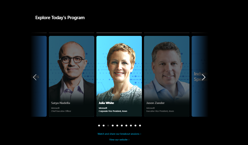 Screenshot of Microsoft executives during a virtual event.